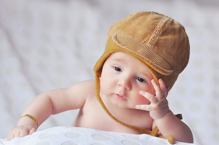 Baby with a Brown Bonnet